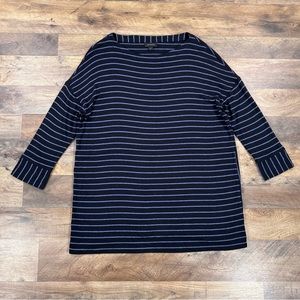 J Jill Womens Shirt Small Tall Black Striped Wearever Collection Rayon Top